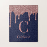 Monogram för påskjutsarna vid havets blå Ro Guld G Pussel<br><div class="desc">Glitter vid Gnistran Girly Blue och Ro Guld driver Monogram Puzzle med glatt faux glitter som droppar på en coola marin blå bakgrund. Lägg till ditt namn och monogram för ett unikt pussel med personlig. Du är lyx, så ditt liv borde visa det! Kontakta oss på cedarandstring@gmail.com om du behöver...</div>