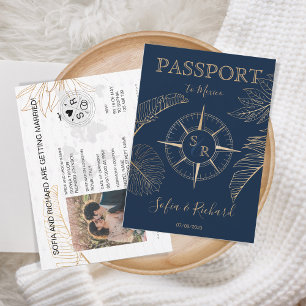 Monogram för passmålsbröllop i Handflatan Inbjudningar