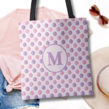 Monogram för Pastel Rosa och Lila Polka dots