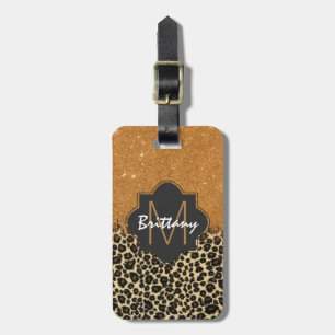 Monogram för penseldrag för leopard- & bagagebricka