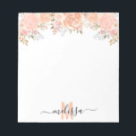 Monogram för persikofärgad Blommigt Anteckningsblock<br><div class="desc">Den här designen kan vara personlig i det område som tillhandahålls genom att ändra fotot och/eller text. Du kan också anpassa den genom att klicka på Anpassa den här mallen och sedan välja klicka för att anpassa ytterligare alternativ och ta bort eller ändra färg i bakgrunden, lägga till text, ändra...</div>