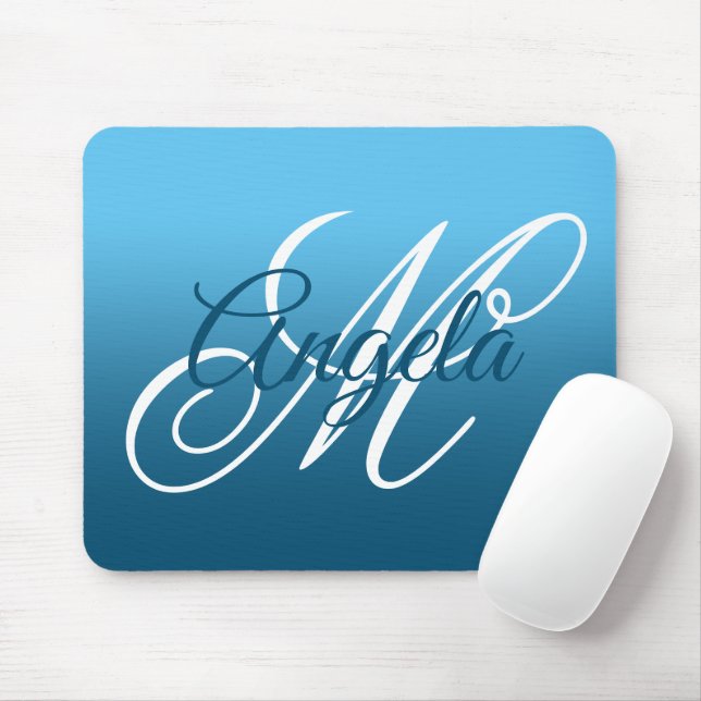Monogram för Personlig av himlar och Ocean Blue Om Musmatta (Med mus)