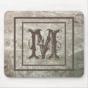 Monogram för Personlig av stressad Rustic Stone Musmatta