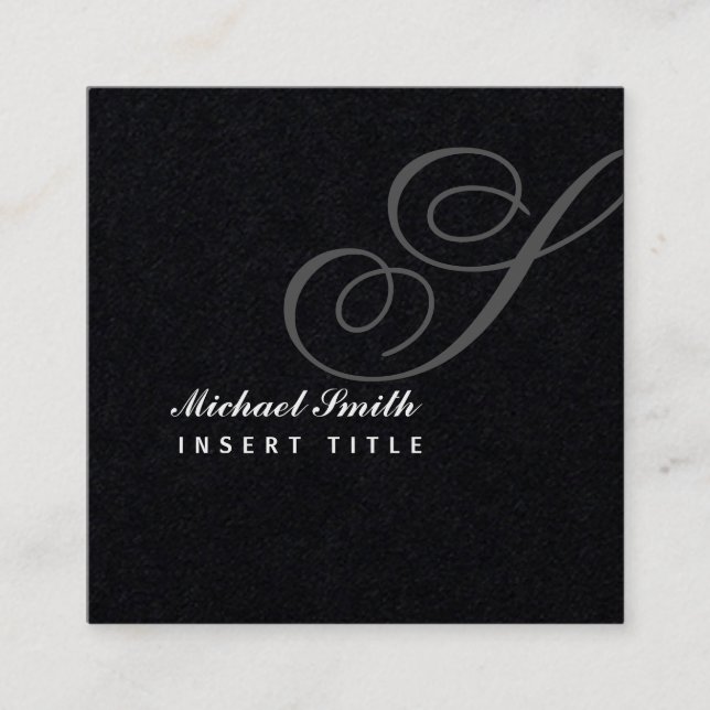 Monogram för personlig för loftWatermarksvart Fyrkantigt Visitkort (Framsida)