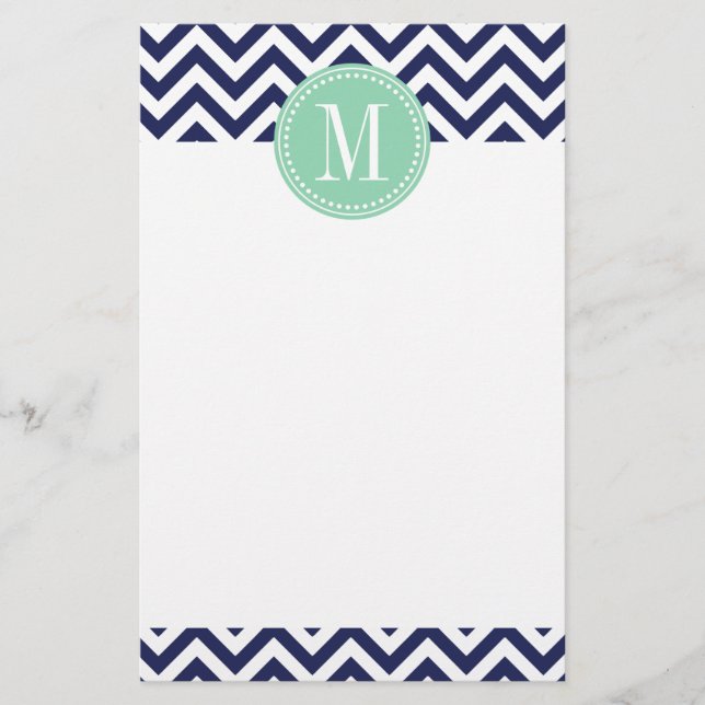 Monogram för personlig för marinsparresicksack brevpapper (Framsida)
