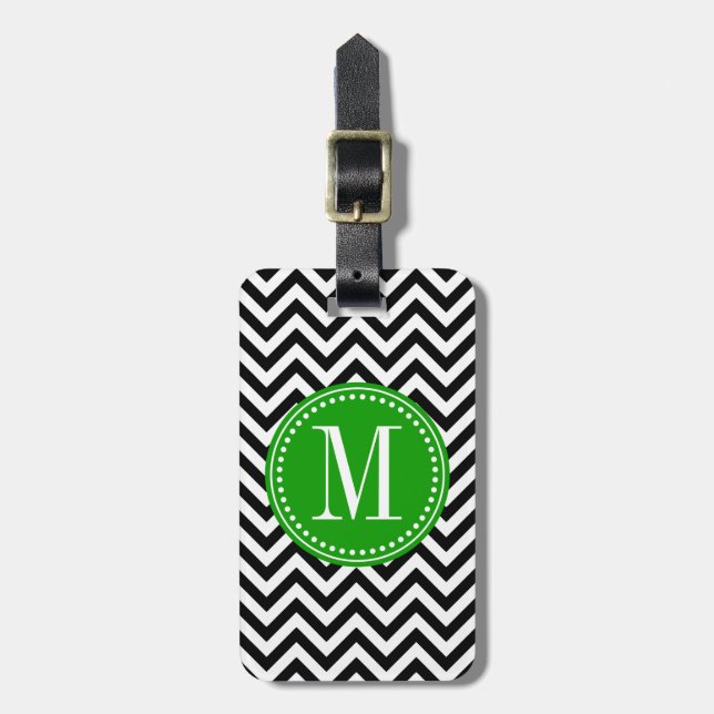Monogram för personlig för svart- & bagagebricka (Vertikal Framsida)