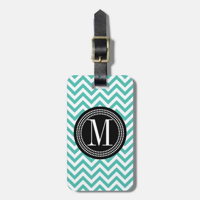 Monogram för personlig för turkossparresicksack bagagebricka (Vertikal Framsida)