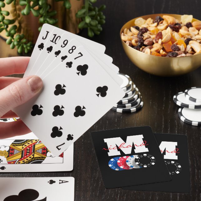 Monogram för Personligen Anpassat namn Casinokort (På plats)