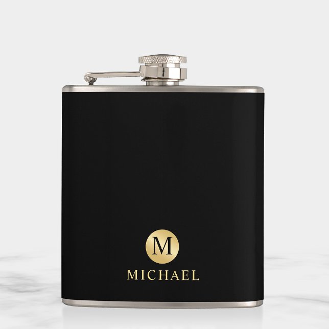 Monogram för Personligen Luxury Black och Guld Fickplunta (Skapare uppladdad)
