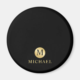 Monogram för Personligen Luxury Black och Guld Magnet