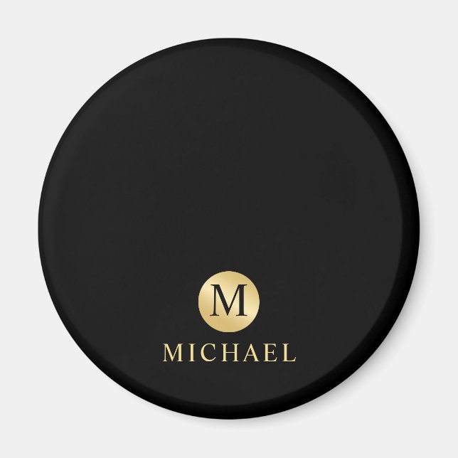 Monogram för Personligen Luxury Black och Guld Magnet (Framsidan)