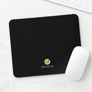 Monogram för Personligen Luxury Black och Guld Musmatta