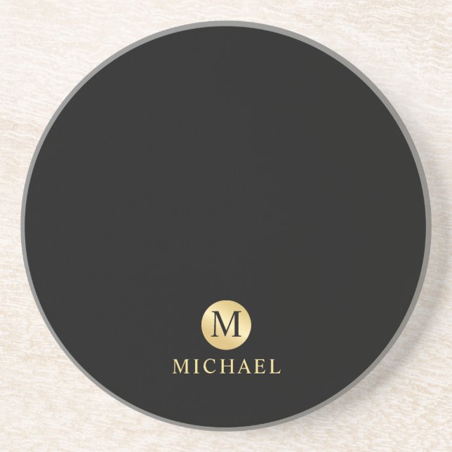 Monogram för Personligen Luxury Black och Guld Underlägg (Framsidan)