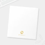 Monogram för Personligen Luxury White och Guld Anteckningsblock<br><div class="desc">Luxury White och Guld Design med vit monogram i guld-cirkeln inslag med namn i guld professionell-typsnittet stil på vit bakgrund. Obs! Folidinformationen simuleras i teckningen. Ingen faktisk folie kommer att användas vid skapar av denna produkt.</div>