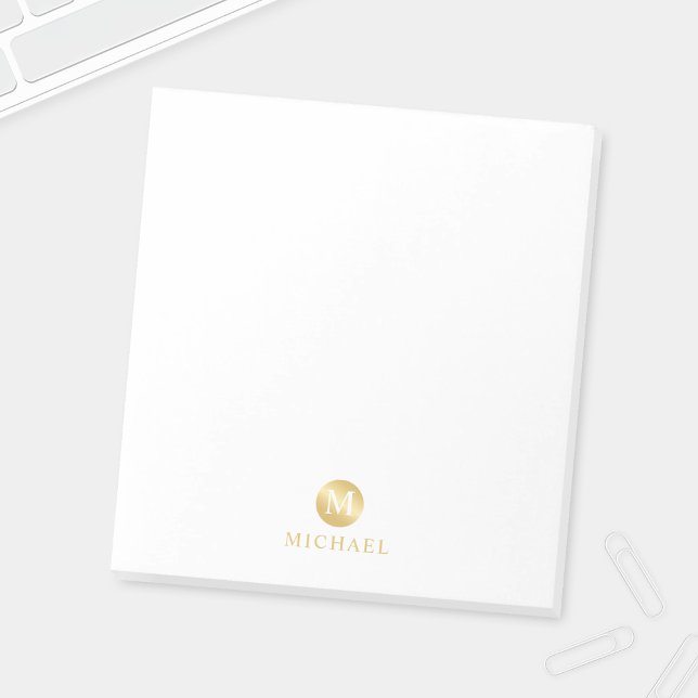 Monogram för Personligen Luxury White och Guld Anteckningsblock (Skapare uppladdad)