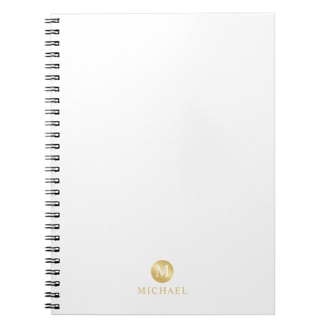 Monogram för Personligen Luxury White och Guld Anteckningsbok (Framsidan)