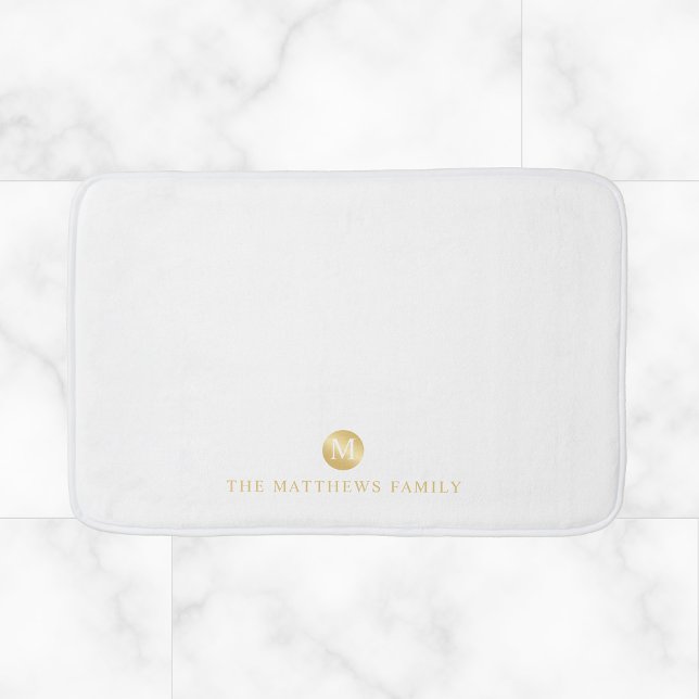 Monogram för Personligen Luxury White och Guld Badrumsmatta (Skapare uppladdad)