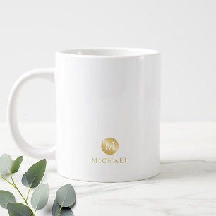 Monogram för Personligen Luxury White och Guld Jumbo Mugg
