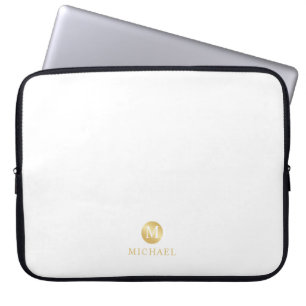 Monogram för Personligen Luxury White och Guld Laptop Fodral
