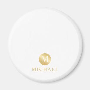 Monogram för Personligen Luxury White och Guld Magnet