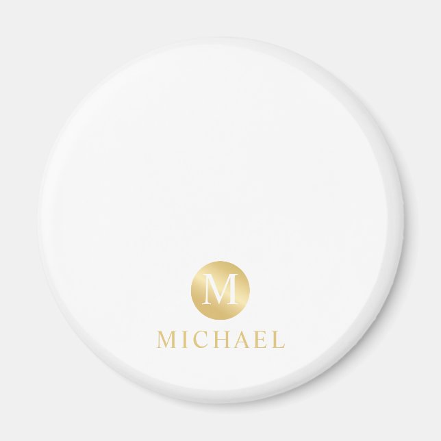 Monogram för Personligen Luxury White och Guld Magnet (Framsidan)