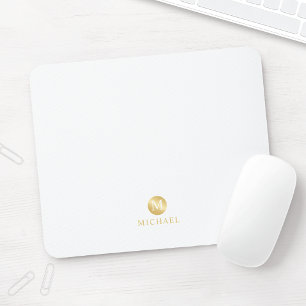 Monogram för Personligen Luxury White och Guld Musmatta