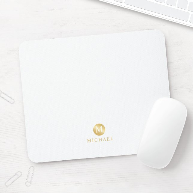 Monogram för Personligen Luxury White och Guld Musmatta (Skapare uppladdad)