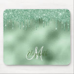 Monogram för Personligen Mint Grönt Foil Glitter Musmatta<br><div class="desc">Den här konstruktionen innehåller inte glitter eller egentliga sekvenser. Det kan vara personlig i det område som tillhandahålls genom att ändra fotot och/eller text. Du kan också anpassa den genom att klicka på Anpassa den här mallen och sedan välja klicka för att anpassa ytterligare alternativ och ta bort eller ändra...</div>