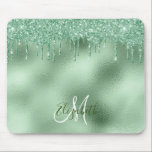 Monogram för Personligen Mint Grönt Foil Glitter Musmatta<br><div class="desc">Den här konstruktionen innehåller inte glitter eller egentliga sekvenser. Det kan vara personlig i det område som tillhandahålls genom att ändra fotot och/eller text. Du kan också anpassa den genom att klicka på Anpassa den här mallen och sedan välja klicka för att anpassa ytterligare alternativ och ta bort eller ändra...</div>