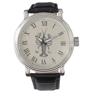 Monogram för Personligen Nautical Lobster Armbandsur