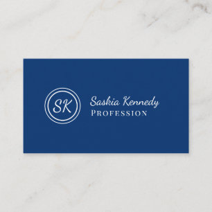 Monogram för Professionell av blått skript i elega Visitkort