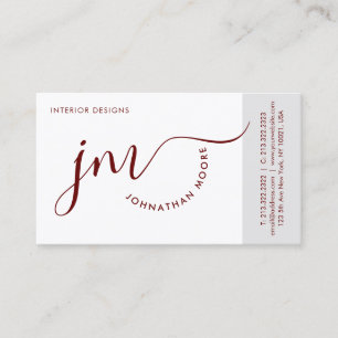 Monogram för professionell Curvature Burgundy Scri Visitkort