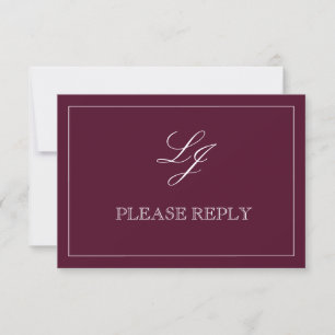 Monogram för QR Code Burgundy Script-Bröllop OSA Kort