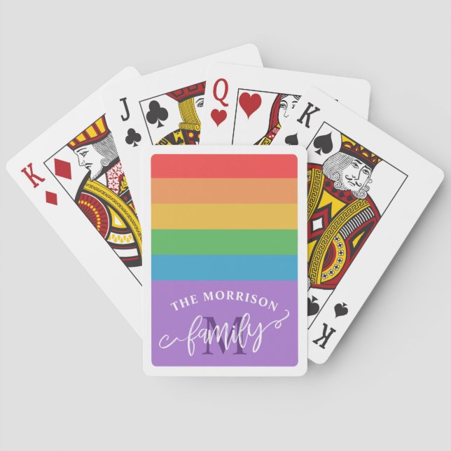 Monogram för Rainbow Rand Push Script Family Casinokort (Baksidan)