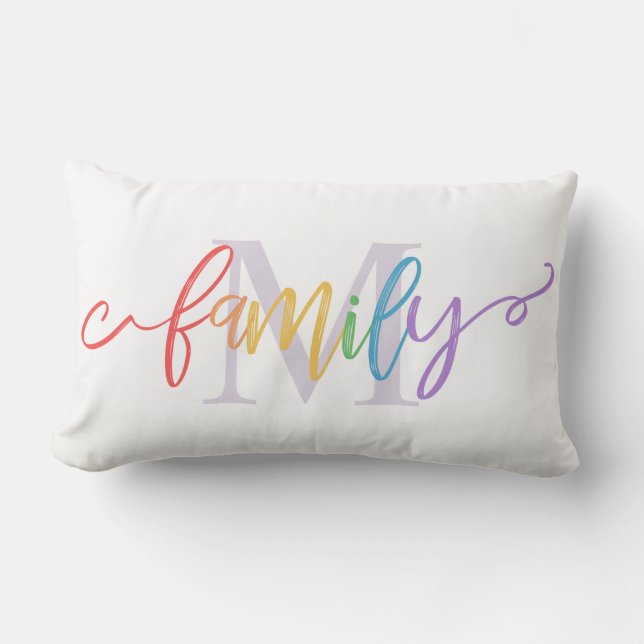 Monogram för Rainbow Script-familjen Lumbarkudde (Framsida)