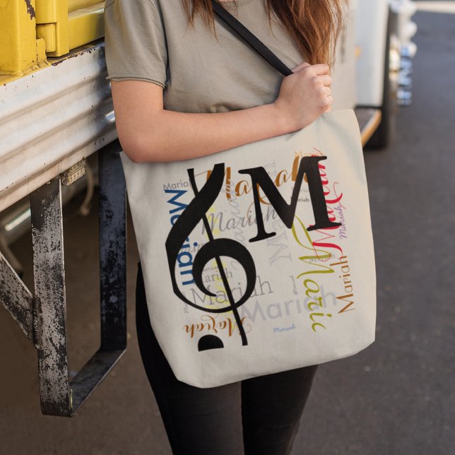 Monogram för remburs med färg namn tygkasse (take music wherever you go)