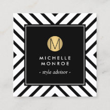 Monogram för Retro-Modet Black/White Mönster Guld 