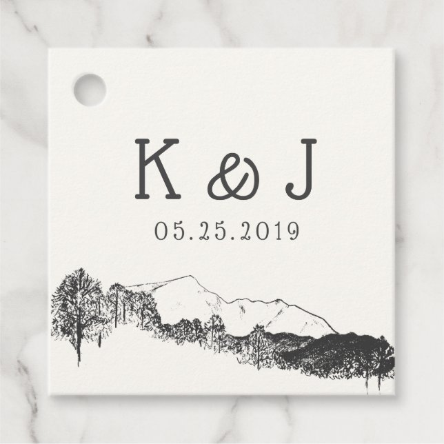 Monogram för reversibelt bröllop gåvor etiketter (Framsida)
