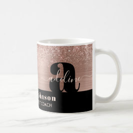 Monogram för ro Guld Brushed Metall Glitter Kaffemugg