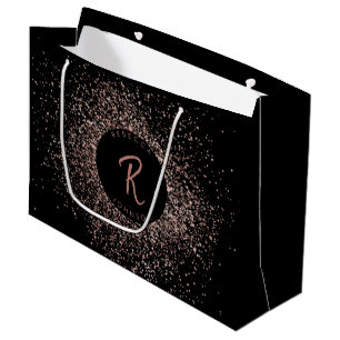Monogram för ro Rosa Guld och Svarta Glitter Ram