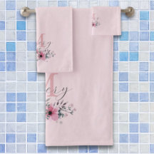 Monogram för rosa av vattenfärgad blommigt i botan