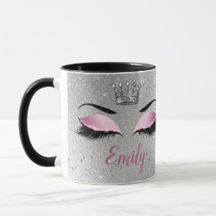Monogram för Rosa Glitter Öga Mugg