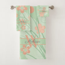 Monogram för rosa Grönt Flowers Vår Blommigt