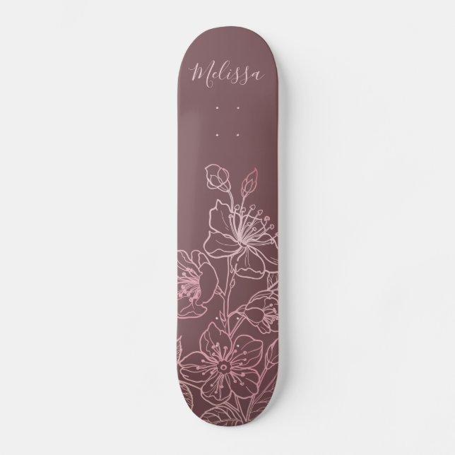 Monogram för  Rosa i ro Guld Mini Skateboard Bräda 18,5 Cm (Framsida)