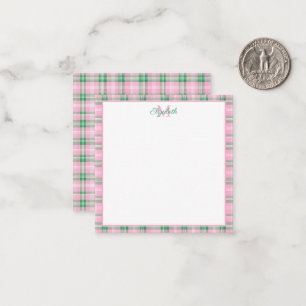 Monogram för Rosa och Grönt av vallmo Anteckningskort