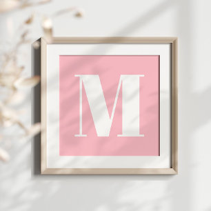 Monogram för rosa och vit fetstil Snyggt Poster
