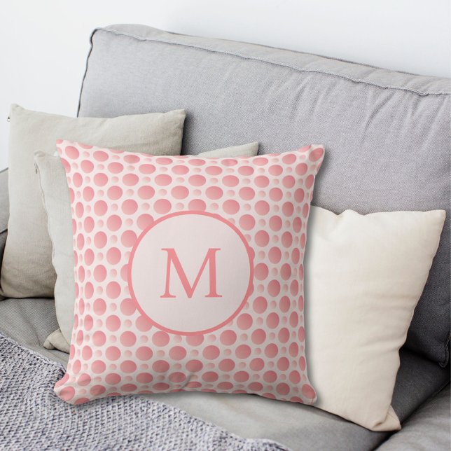Monogram för  Rosa Polka dots Kudde (Skapare uppladdad)