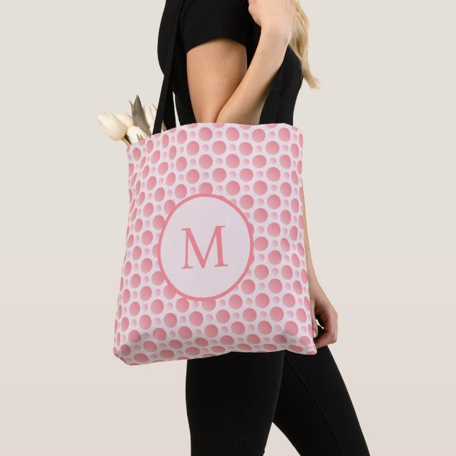 Monogram för  Rosa Polka dots Tygkasse (Närbild)
