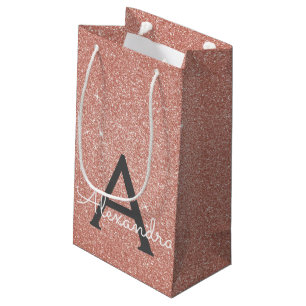 Monogram för rosa ros Guld Glitter och Gnistra