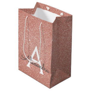 Monogram för rosa ros Guld Glitter och Gnistra